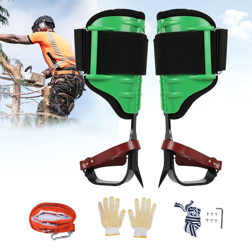 tonchean Tree Climbing Spikes Professional, Tree Climbing Gear Set with Adjustable Cowhide Straps & Soft Padding, Arborist Equipment Climbing Spurs for Logging, Hunting, Fruit Picking, Tree Trimming