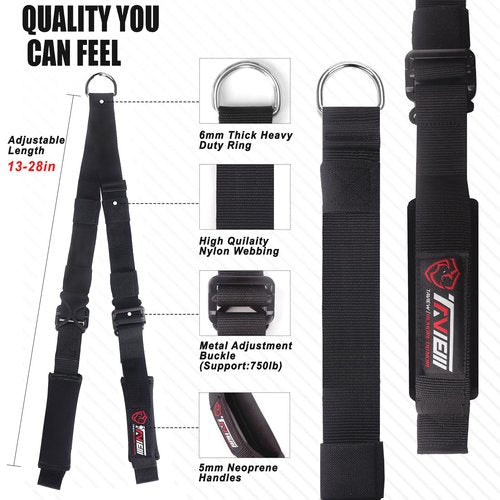Tricep Rope Adjustable Cable Attachment (13-28 inches),Tricep Pull Down Rope Extension Straps Cable Crossover Accessories (Adjustable Length