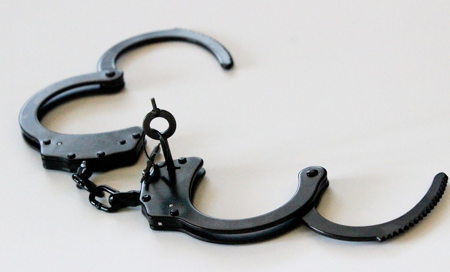 Real Law Enforcement Police Handcuffs for Training - Black Steel Double-Locking Tactical Model for Adults, Security Guards & Military