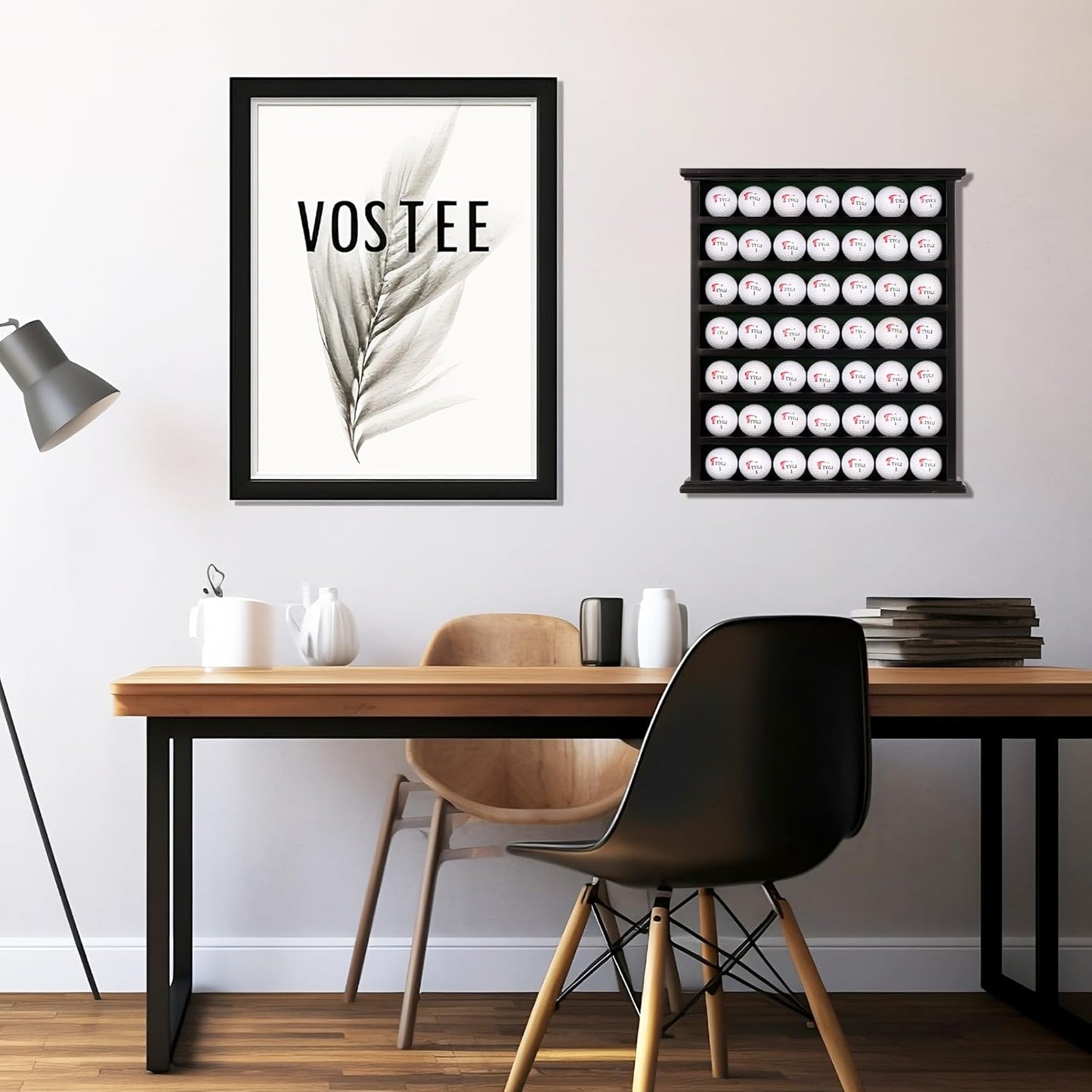 Golf Ball Display Case Cabinet Rack - 49-Ball Holder with Open Design, Black Finish