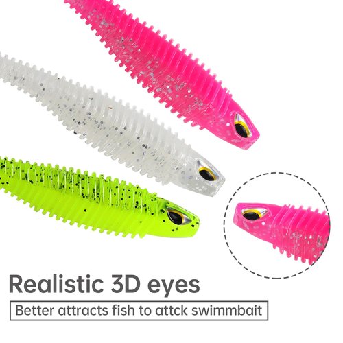 MAFIMOEA 40/30/20Pcs Paddle Tail Swim Baits Lures Fishing Soft Plastic Lure Kit for Bass Trout Walleye Crappie 6.5cm 7.5cm 10.5cm (White, 3.15IN/8CM - 30PCS)