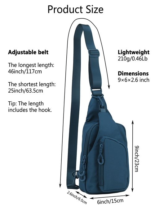 Niumike Small Sling Bag Crossbody Chest Bags Daily Backpack with Adjustable Straps for Women Men Casual Outdoor Traveling Hiking, Blue