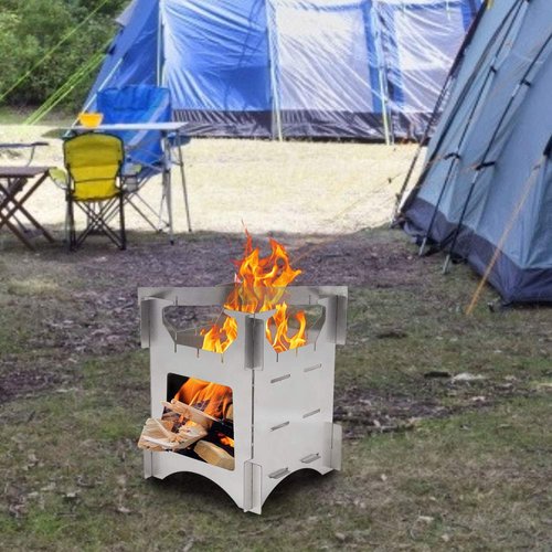 LIZEALUCKY Wood Burning Stove, Portable Stainless Steel Folding Backpacking Stove Mini Cooker for Outdoor Camping Travel Hiking Picnic Outdoor Dining Setfoldable Camping Stove