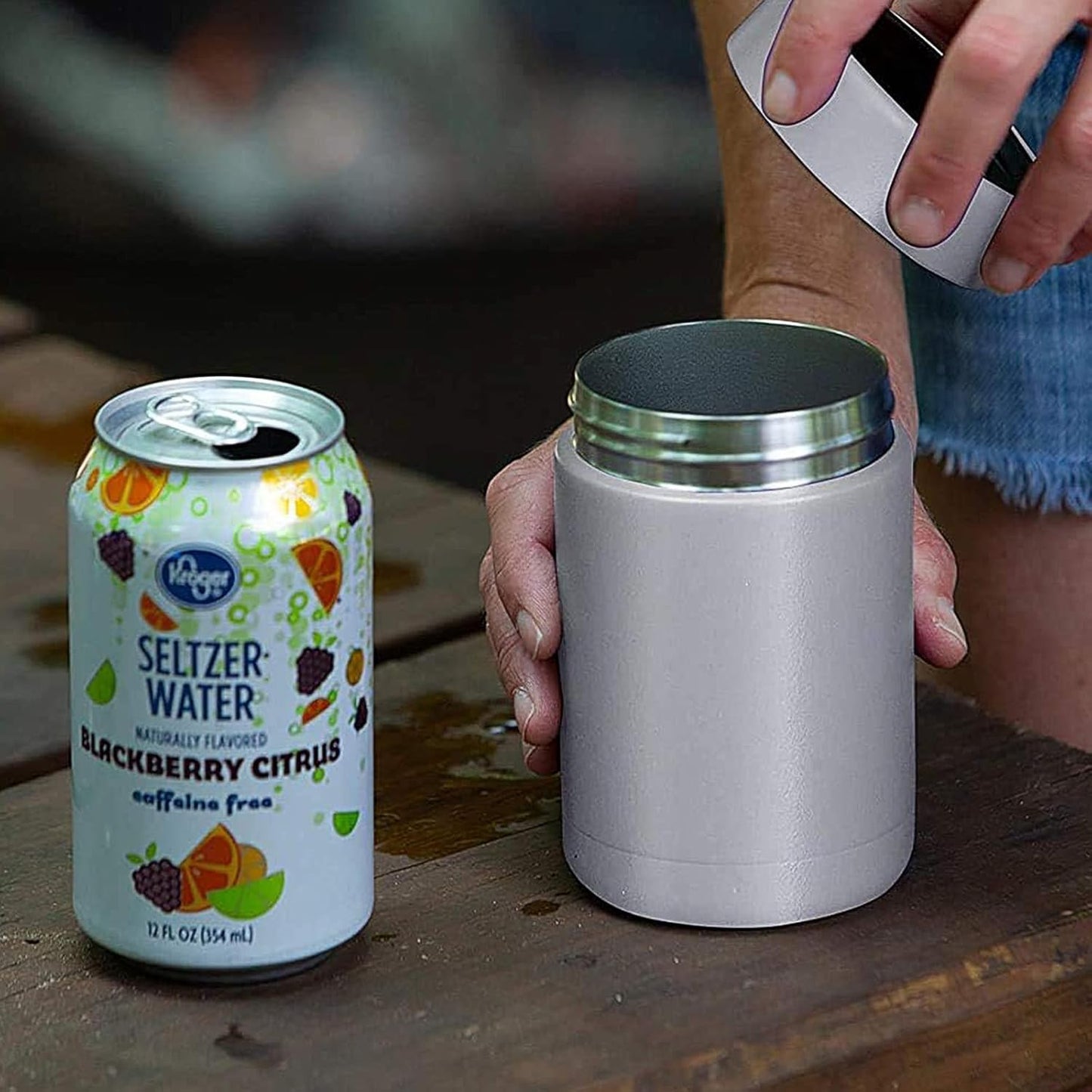 Tahoe Trails 12 oz Stainless Steel Double Wall Vacuum Insulated Can Cooler (Blue)