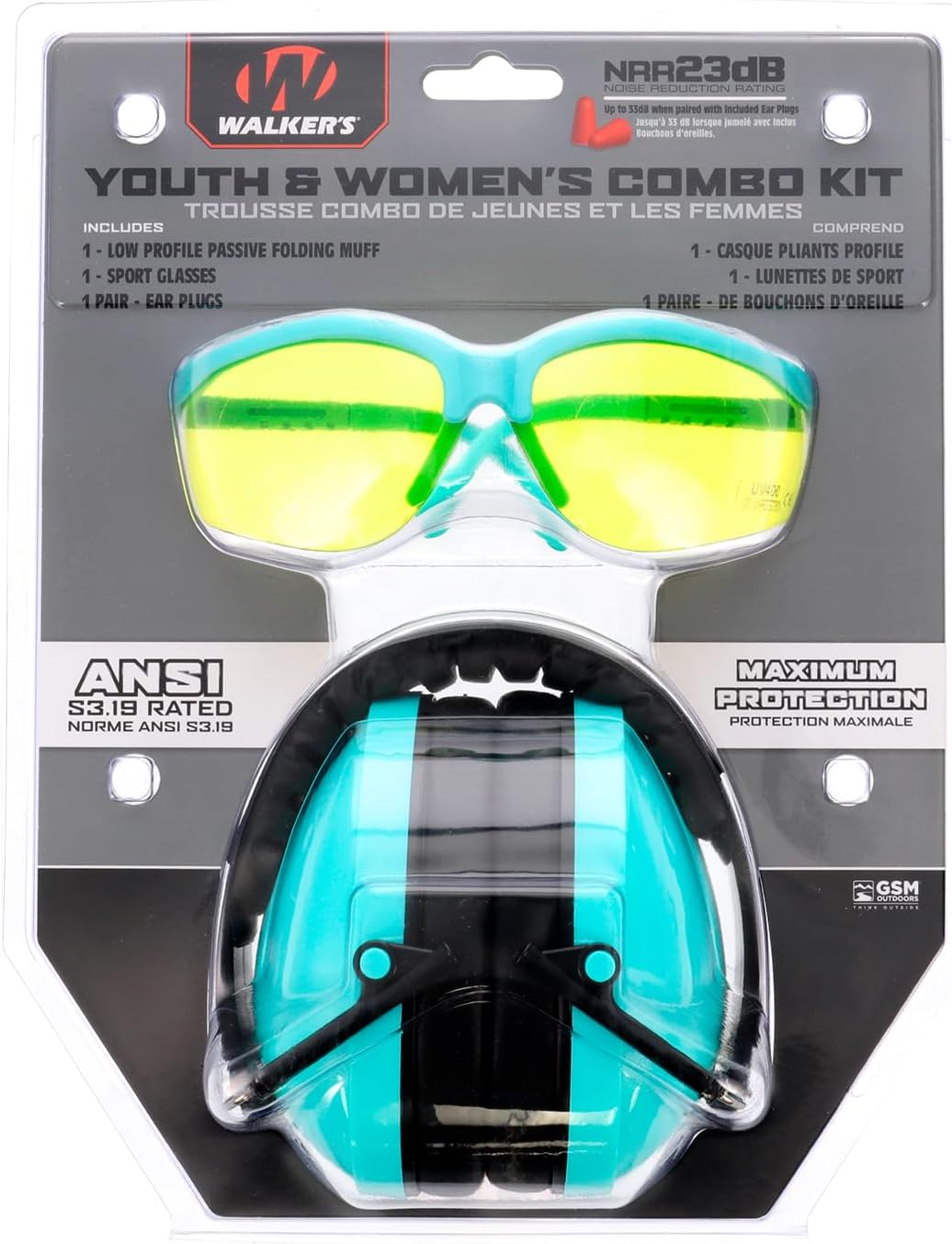 Walker's Youth & Women's Shooting Low Profile Folding Padded Headband Adjustable Hearing Protection Earmuffs