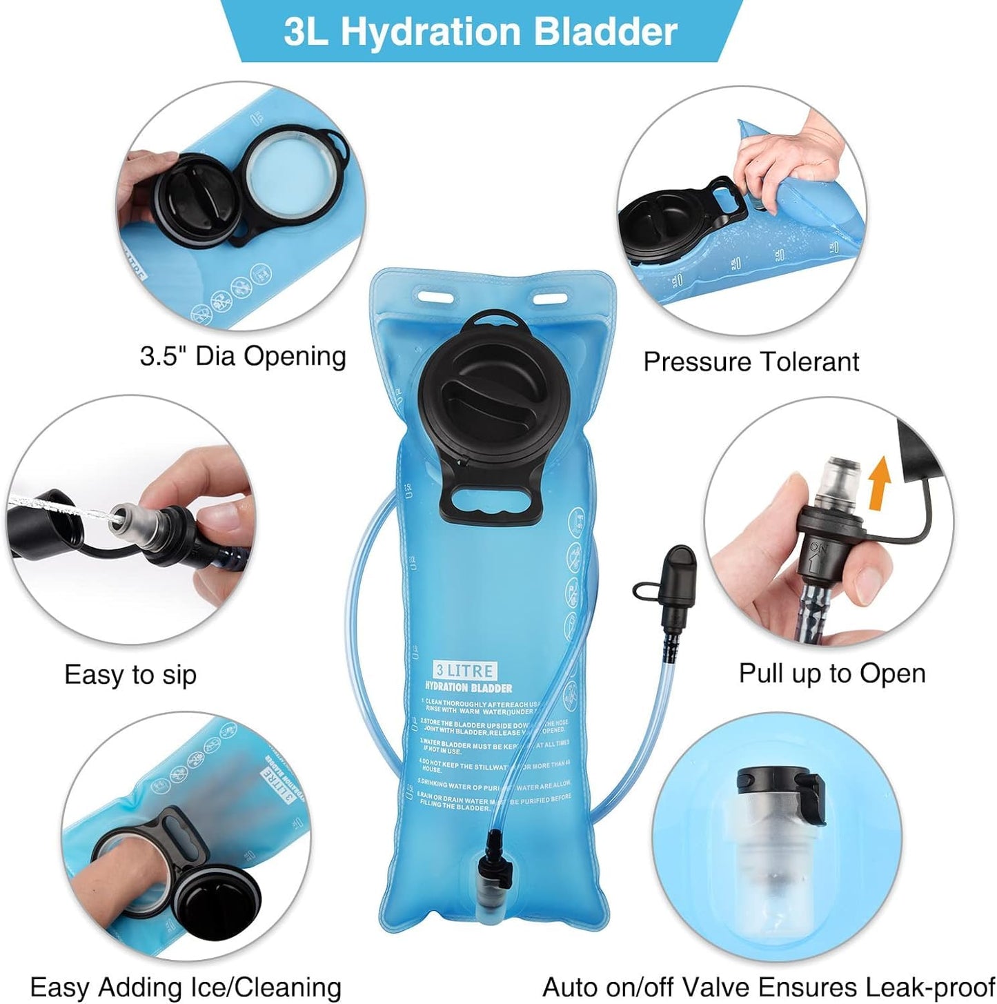 NOOLA Insulated 3L Hydration Backpack for Hiking 15L Lightweight Running Water Backpack Hydration Pack for Men Women Hydro Daypack Bag with TPU Water Bladder for Biking Climbing Cycling,Black