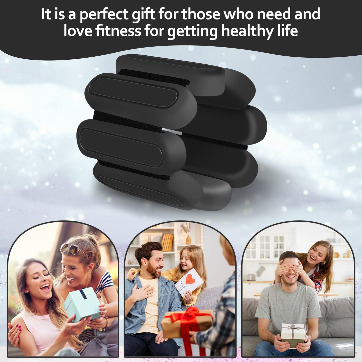 Adjustable Wrist & Ankle Weights Set of 2(1Lbs Each), Premium Silicone Wearable Weight Bracelets, Fits for Yoga, Pilates, Home Gym Workout, Dance, Pool Exercises, Jogging, Cardio, Strength Training (Black)