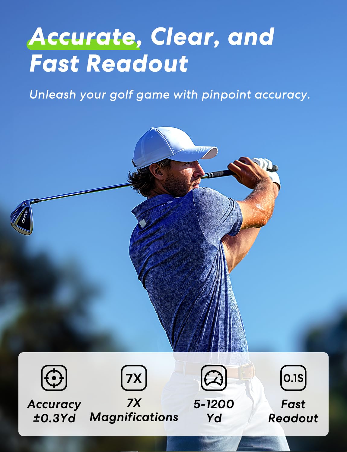 Flysocks Golf Rangefinder with Slope, 1200 Yard Laser Range Finder Golfing, Flag-Locking Vibration, 7X Magnification, 1000mAh Rechargeable Distance Range Finder with Magnet, Golf Accessories for Men