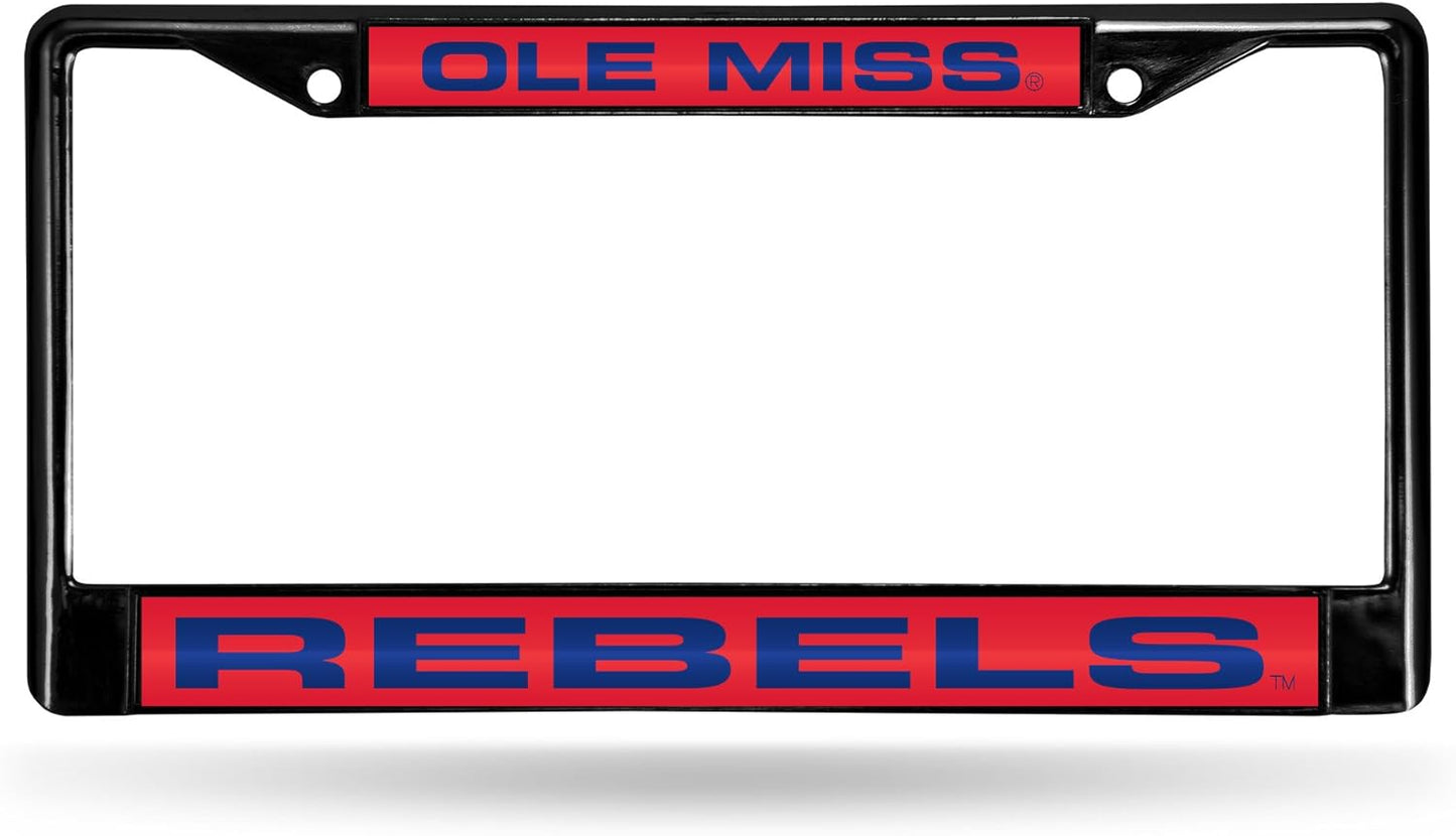 NCAA Black Laser Cut Chrome License Plate Frame for Car/Truck/SUV - 12x6" Auto Accessory