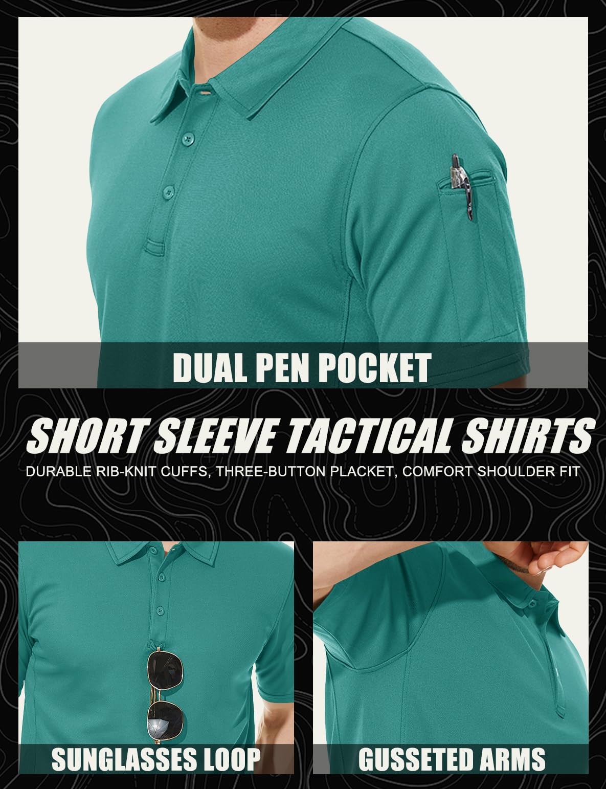 MAGCOMSEN Mens Polo T Shirts Short Sleeve Collared Work Shirt Dry Fit Tennis Top Moisture Wicking Shirt Grey Green S