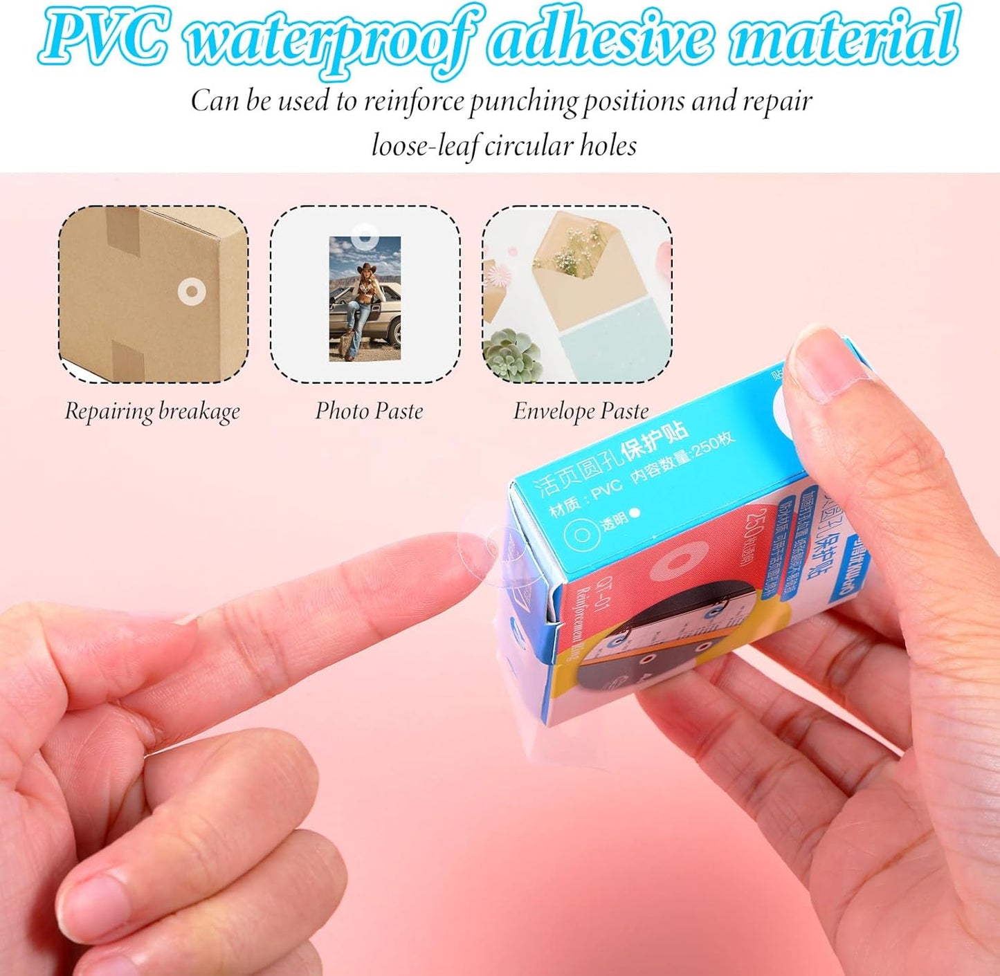1000 Pack 1/4 Inch Hole Reinforcement Stickers Self-Adhesive Reinforcement Ring Labels, Transparent Hole Protectors Stickers for Hole-Punched Pages, Binder Clip Repairing and Strengthening(4 Boxes)