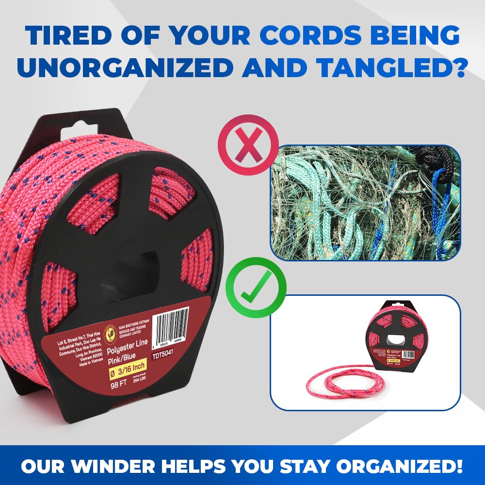 3/16" x 98' (4 mm x 30 m) 16 Strand Strong Heavy-Duty Tactical Cord, Clothes Line Camping Utility - All-Purpose Lightweight Diamond Braid Rope for Tie, Pull, Swing, Knot