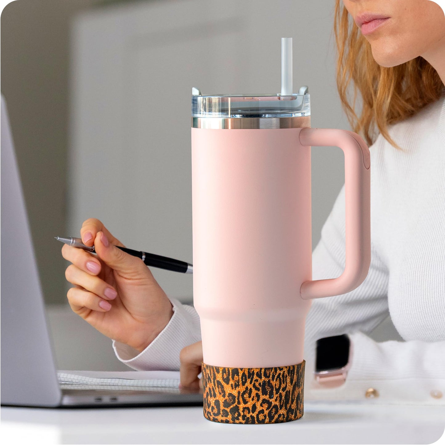 Silicone Boot for Stanley Quencher Tumbler 20/30/40 oz &IceFlow 20/30oz,Owala 24/40 oz Cup Cheetah Boot Sleeve 40oz Bottom Protector for Bottom Size 2.8-2.95" Cups & Bottles BPA-Free(Gold Leopard)