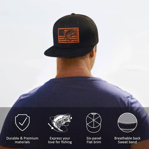 Pnkvnlo Fishing Gifts for Men Snapback Fishing Hats - Outdoor Fishing Hat for Men American Flag Trucker Hat Fishing