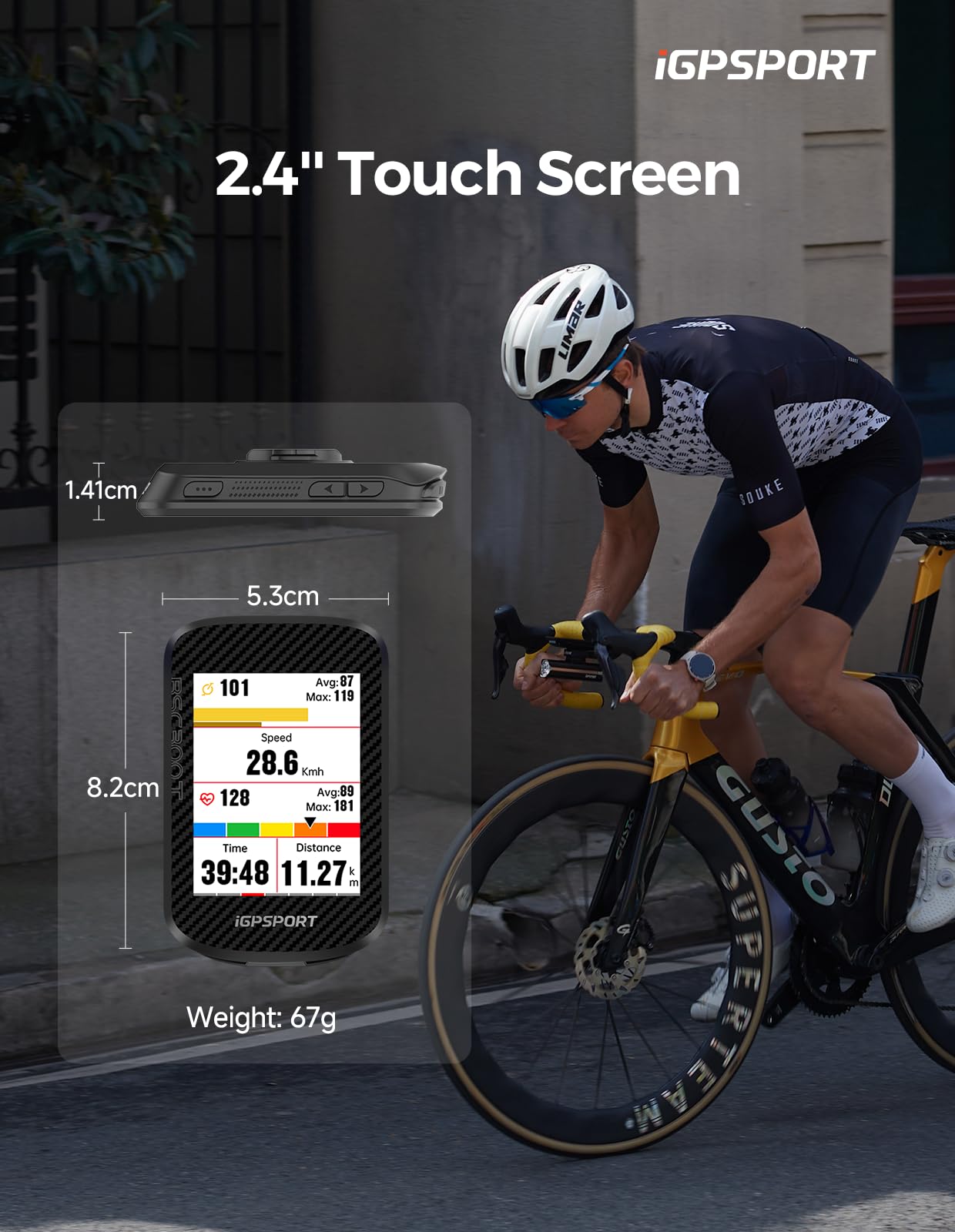 iGPSPORT BSC300T Wireless Bike Computer GPS, Touchscreen Offline MAP Navigation Off Course Warning Compatible with Insta360, for Ebike Road Bike MTB (Touch Screen&Button)