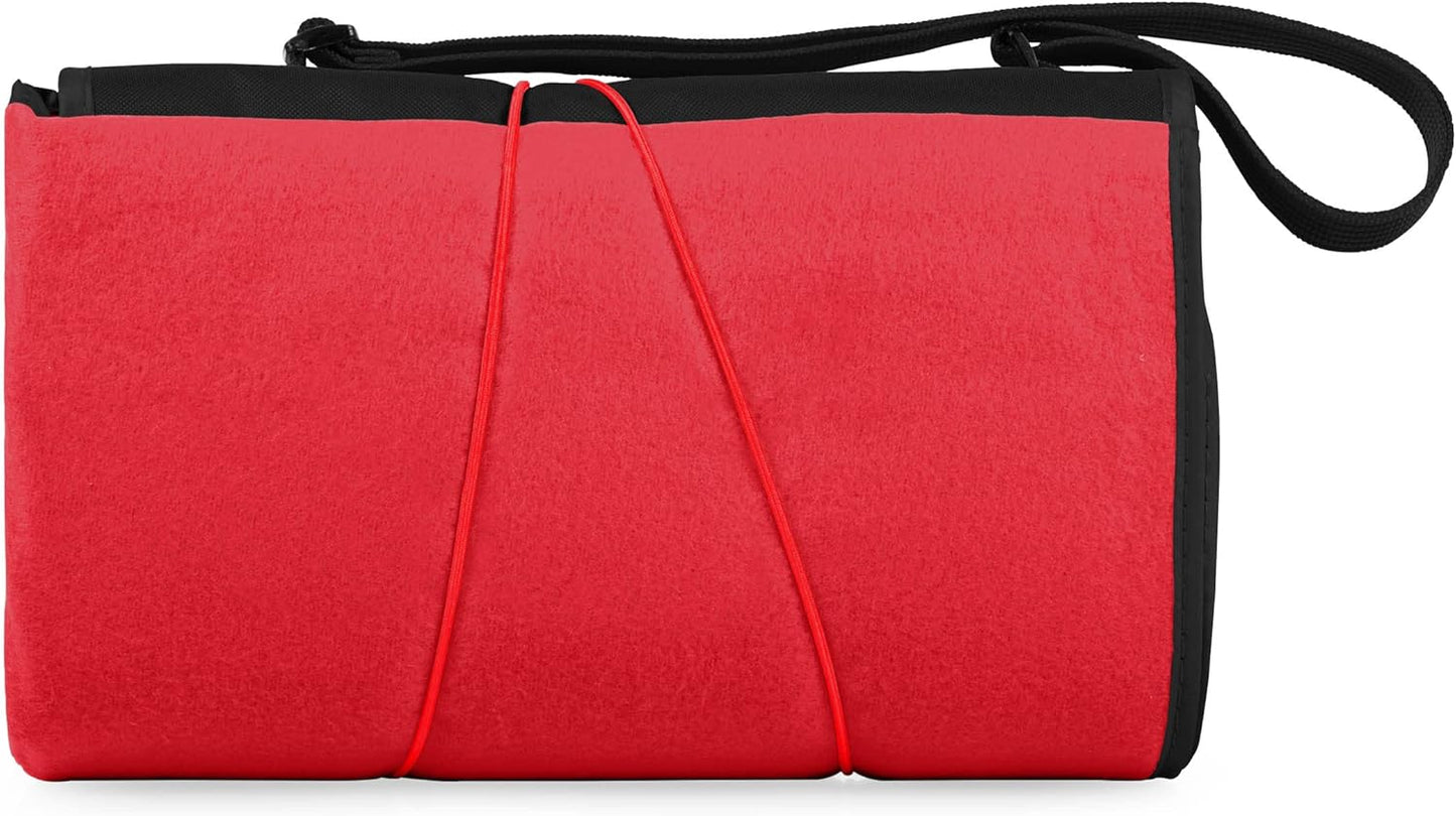 PICNIC TIME Coca-Cola Emoji Blanket Tote Outdoor Picnic Blanket, Beach Blanket, Camping Blanket, (Red & White Gingham Pattern with Gray Flap)