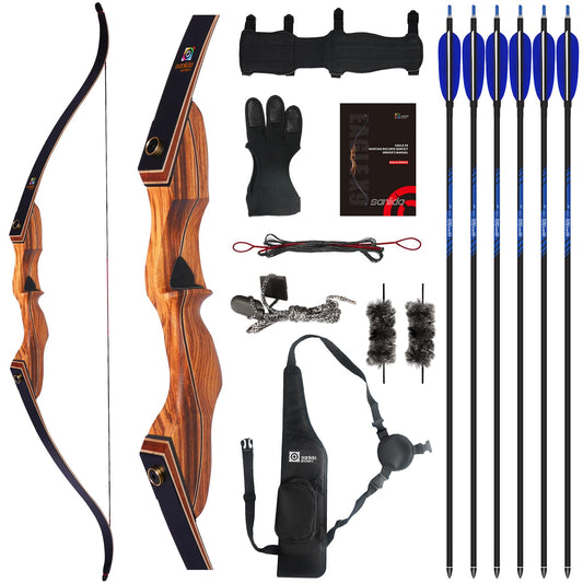 Sanlida Eagle X9 New 58” RTH Standard Hunting Recurve Bow and Arrow Set for Adults and Hunters, Wooden Takedown Recurve Bows Package for Outdoor, Hunting and Practice (35 Lbs, Right Hand)