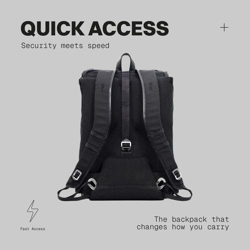 The Frenchie Co. - Anti-Theft Speed Backpack - Slim Minimalist Design - Hidden Zippers and Cut-Resistant Ballistic Nylon Construction - Secure Travel and Everyday Carry