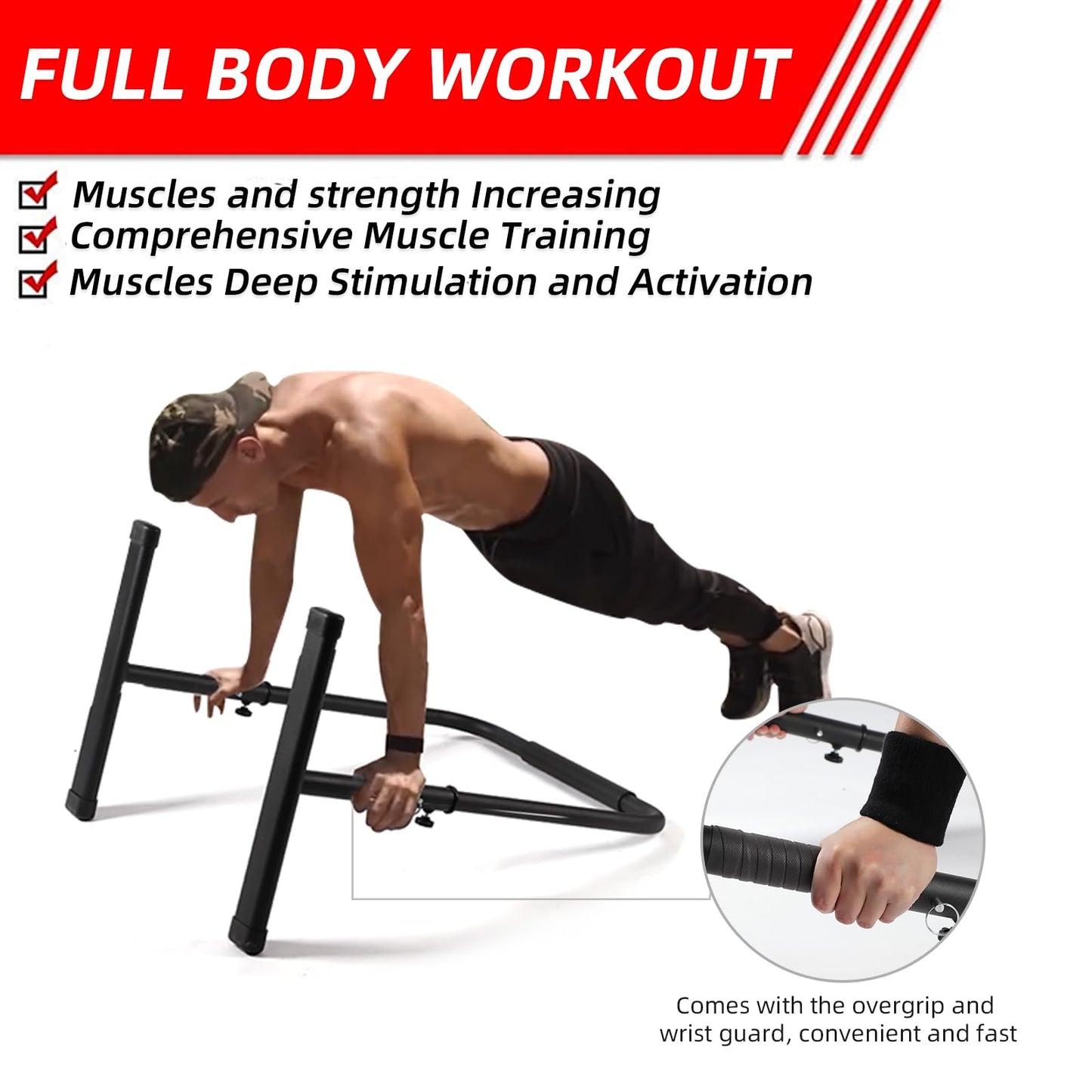 Adjustable Dip Bars for Home Gym Workout, Heavy Duty Dip Stands Strength Training Fitness Dip Station Calisthenics for Tricep Dips, L Sits (Black - Adjustable)