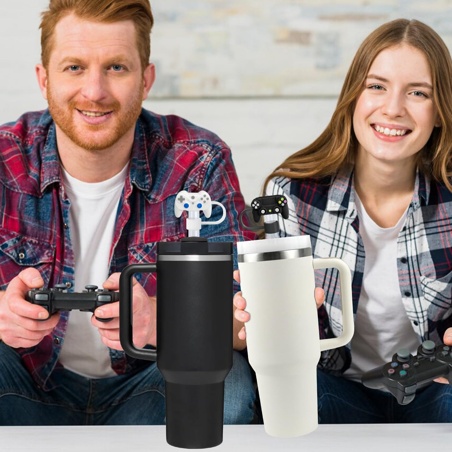 4PCS Game Straw Covers Cap for Stanley Cup 40&30 Oz, 10mm Straw Covers Toppers for Stanley Tumblers Accessories