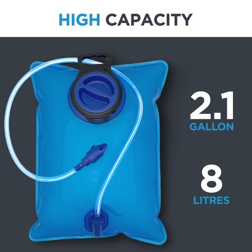 RANGLAND Extra Large 8L Water Bladder (2.1 Gallon) Heavy Duty Hydration Reservoir Bag, Easy-Fill Wide Mouth Opening, Leak-Proof Drinking Tube with Bite Valve Straw