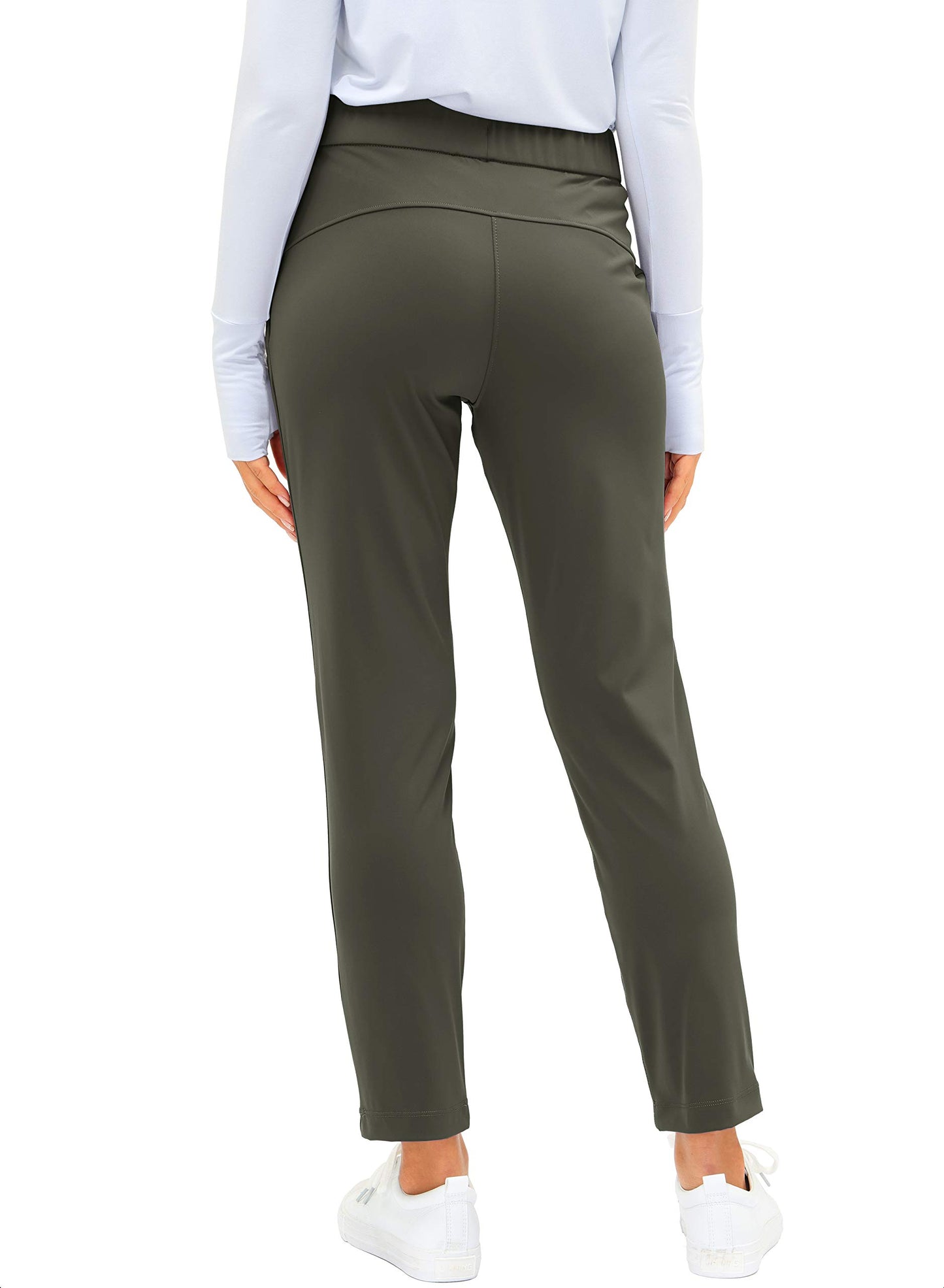 G Gradual Women's Pants with Deep Pockets 7/8 Stretch Sweatpants for Women Athletic, Golf, Lounge, Work (Olive Green, 3X-Large)