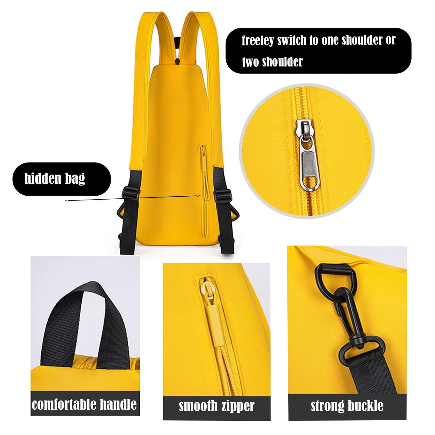 JENAGREEN Waterproof Sling Backpack Crossbody Sling Bag for Women Men, Multipurpose Travel Hiking Adjustable Chest Bag Casual Daypack