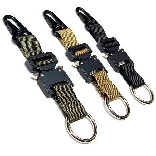 aYrap military stainless steel tactical keychains for men, quick release keychain key clip for belt EDC Gear accessories with HK Clip Heavy Duty Carabiner Include Black