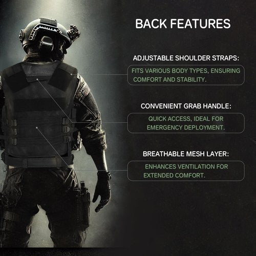 BEAUTI4U Tactical Vest - Military Tactical Airsoft Paintball Gear for Men - Black Army Spy Gear Tactcial Vest for Airsoft, Paintball, Hunting, and Tatical Vests Cosplay - chaleco militar