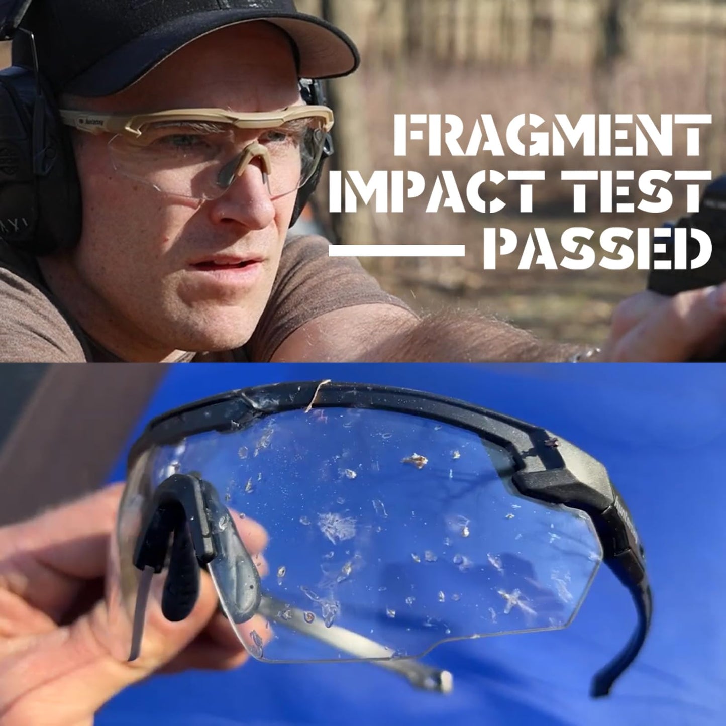 HTS HUNTERSKY S57 Clear Lens Ballistic Tactical Shooting Glasses ANSI Z87+ UV400 Anti-Fog Eyewear for Airsoft Range Security and Outdoor Sports, for Men and Women
