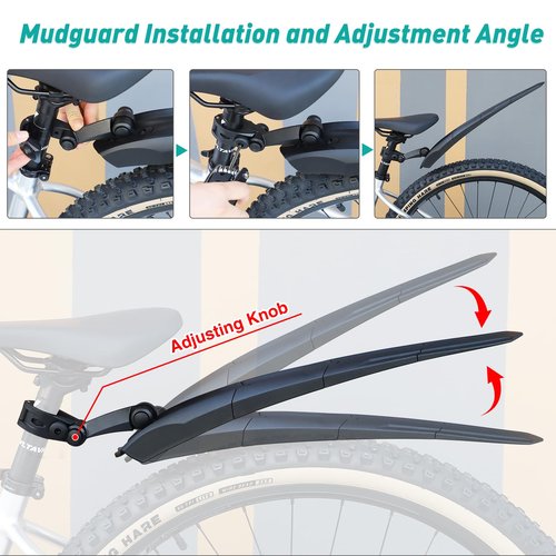 GRELiving Bike Fender,Mudguard Universal Quick Disassembly Bicycle Mudguard for All Mountain Bike/Road Bike/MTB, Suitable for Sizes 24-29 Inch (Front＋Rear Fender)
