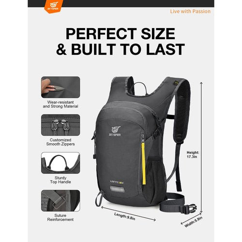 SKYSPER Small Hiking Backpack 15L Lightweight Travel Daypack for Camping Travelling Breathable Walking Daybag for Women Men