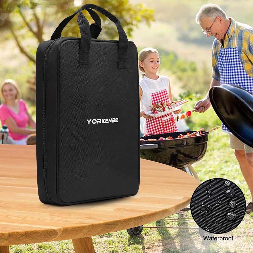 Yorkenbe Camp Kitchen Organizer, High Capacity Camping Cooking Utensils Bag, with Hanging Hooks and Paper Towel Holder, Multi-pocket Waterproof Portable Storage for BBQ Outdoor Cooking Essentials