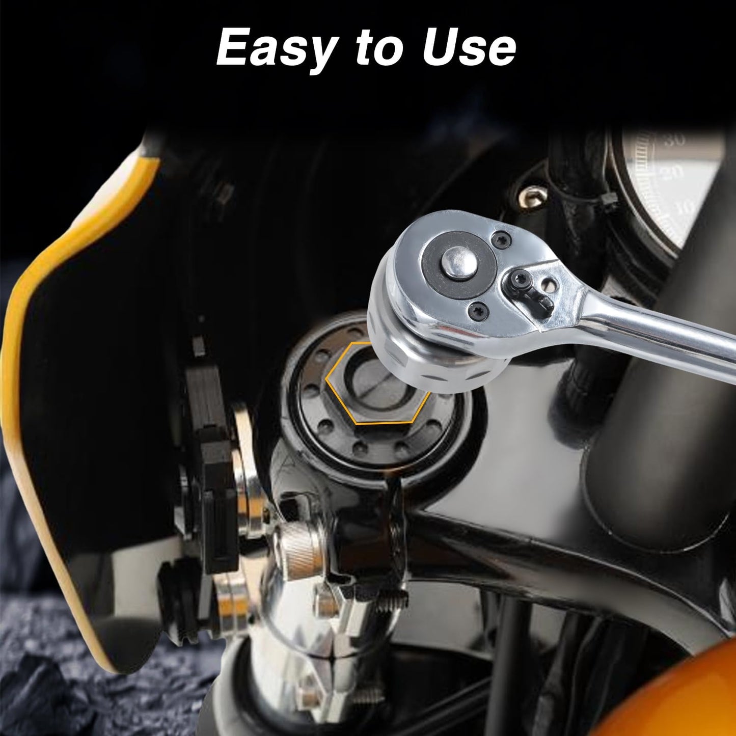 EVRBUL 1-3/8" Motorcycle Front Fork Cap Nut Socket Tool, 35mm 6 Hex Flat Socket Compatible with Harley Sportster Big Twin Motorcycle