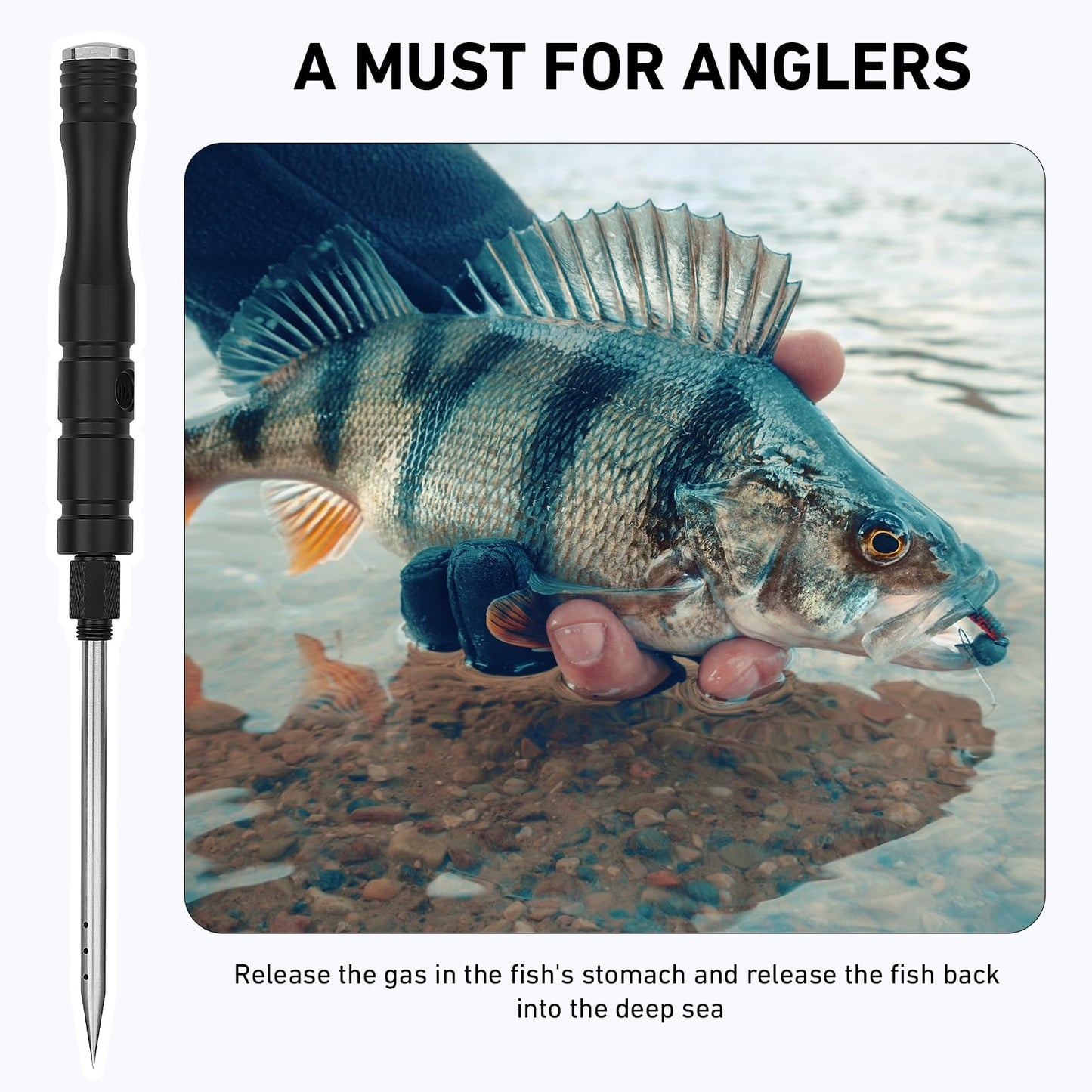 GOLDEN J Combination Fish Venting Tool Saltwater Fishing, Hidden Storage,Used to Vent Deep Sea Fish, Releasing Pressure and Allowing The Fish to Return to The Sea, an Essential Tool for The Angler