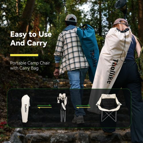 Oversized Camping Chair for Adults – Heavy Duty Folding Chair with Cup Holders, Storage Pocket & Carry Bag – Outdoor Padded Camp Chair for Camping, Backyard, Fishing & Sports – Supports 400lbs