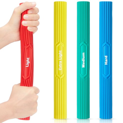 Silipull 4 Pcs Flexible Resistance Therapy Bars Twist Grips,Flexible bar Twist and Bend Resistance Bar for Therapy,Tennis Elbow, Golfer's Elbow(Pastel Color)