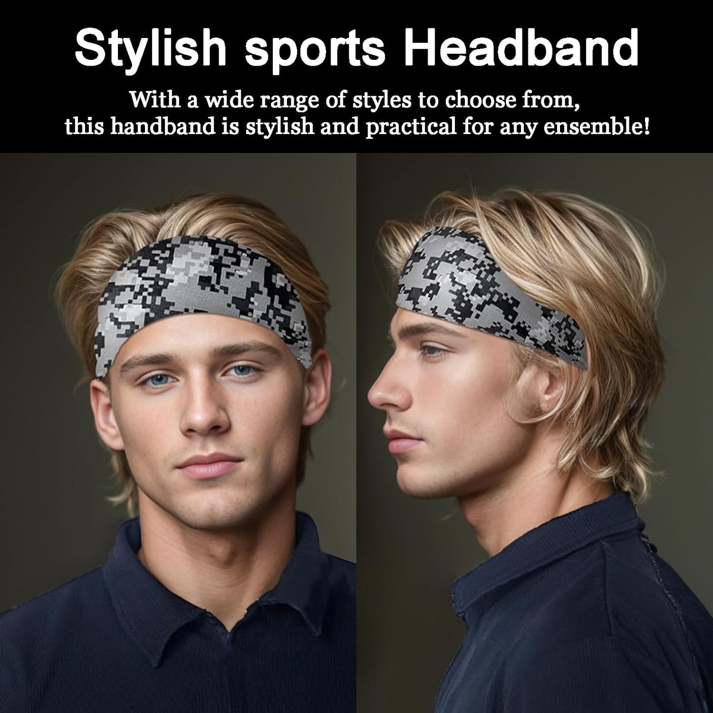Men's 9-Pack Sports Headbands | Stretchy Sweatbands for Running & Workouts