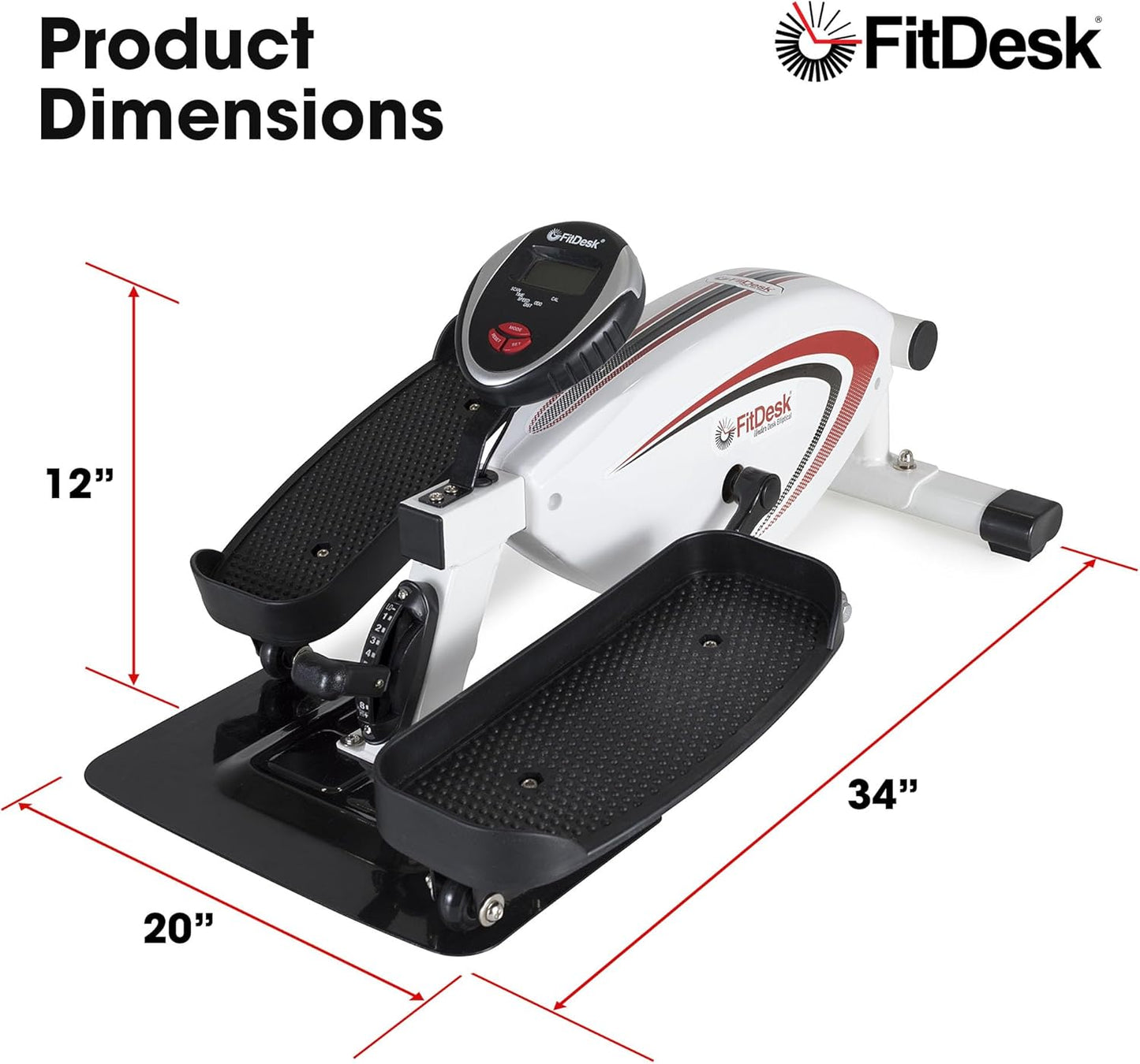 FitDesk Under Desk Bike Exercise Machine, Compact Magnetic Pedal Exerciser, Mini Elliptical, Quiet Seated Cardio Trainer for Home Office Workouts, Adjustable Resistance Bike for Desk Fitness