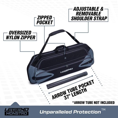 Legend Monstro Compound Bow Case - Soft Bow Case for Compound Bow, Padded Bow and Arrow Case for Archery Accessories, Premium Archery Bow Cases with 37" Arrow Tube Pocket for Travel - 44" Interior