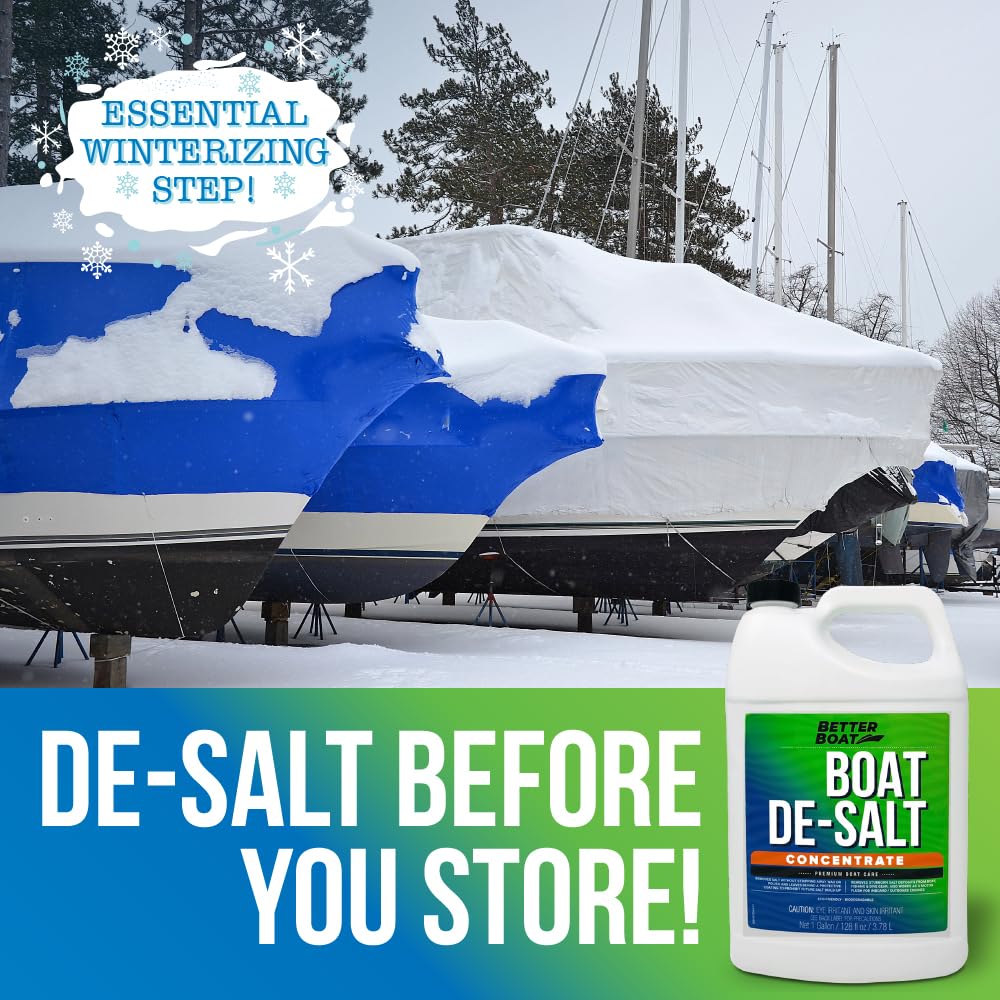 Better Boat Salt Remover for Boats Concentrate 1 Gallon, Marine De-Salt Flusher for Outboard and Inboard Engines, Removes and Prevents Salt Build-Up