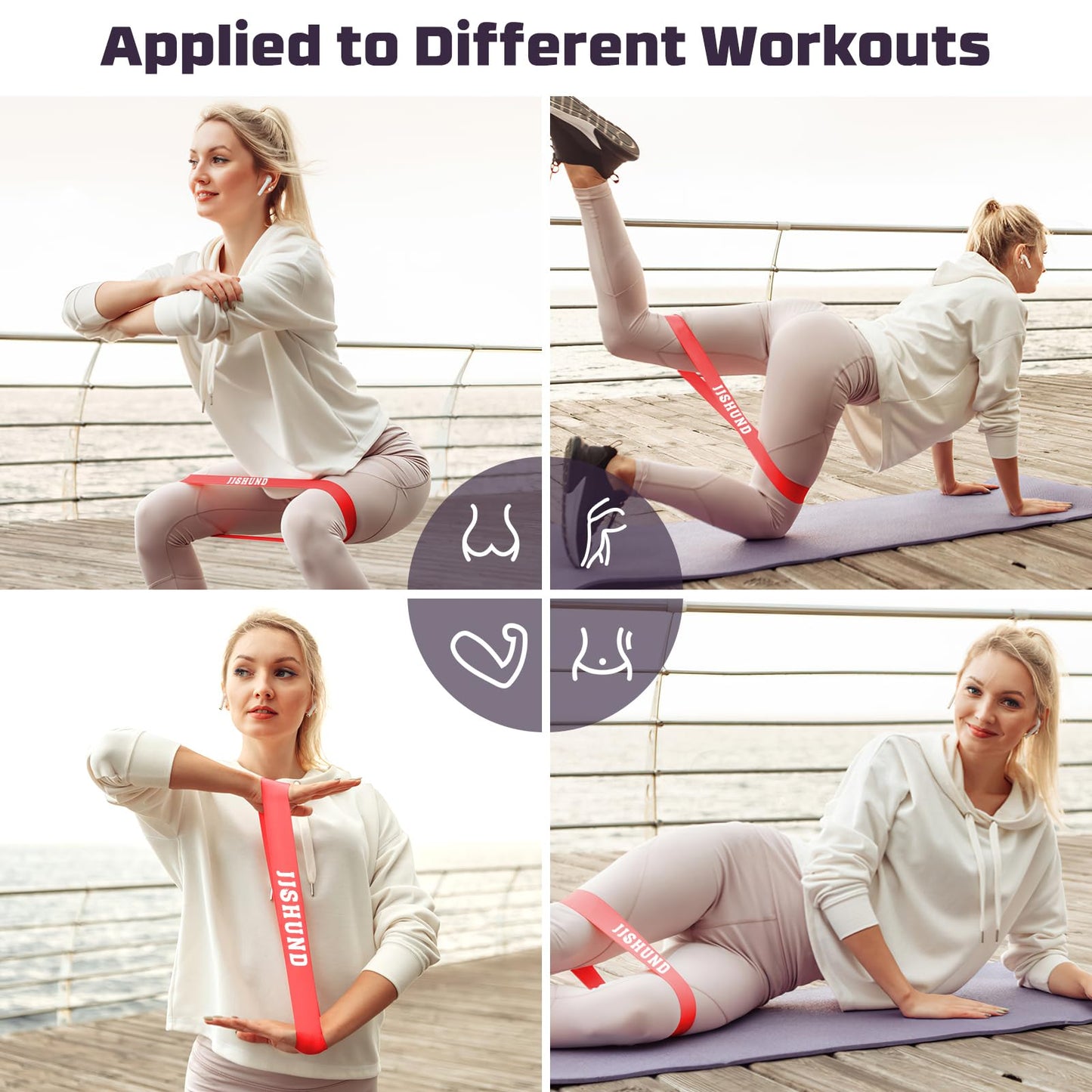 6 Pcs Resistance Bands for Working Out, Exercise Loop Bands for Women and Men, Elastic Stretch Bands Workout Bands for Yoga Pilates Fitness Home Gym Body Stretching Booty Legs Strength Training