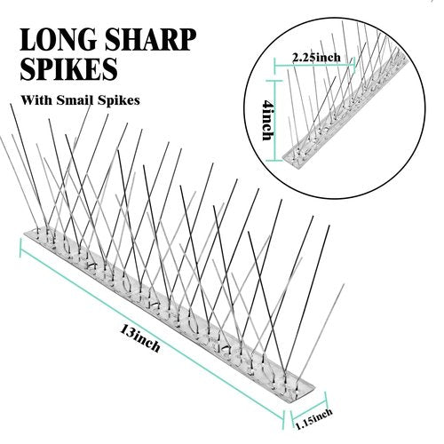 Blocking Little Robin,Easy Installation Bird Deterrent Spikes Use for Balcony Courtyard Outdoor Roof (16.4Feet/300sets spines)