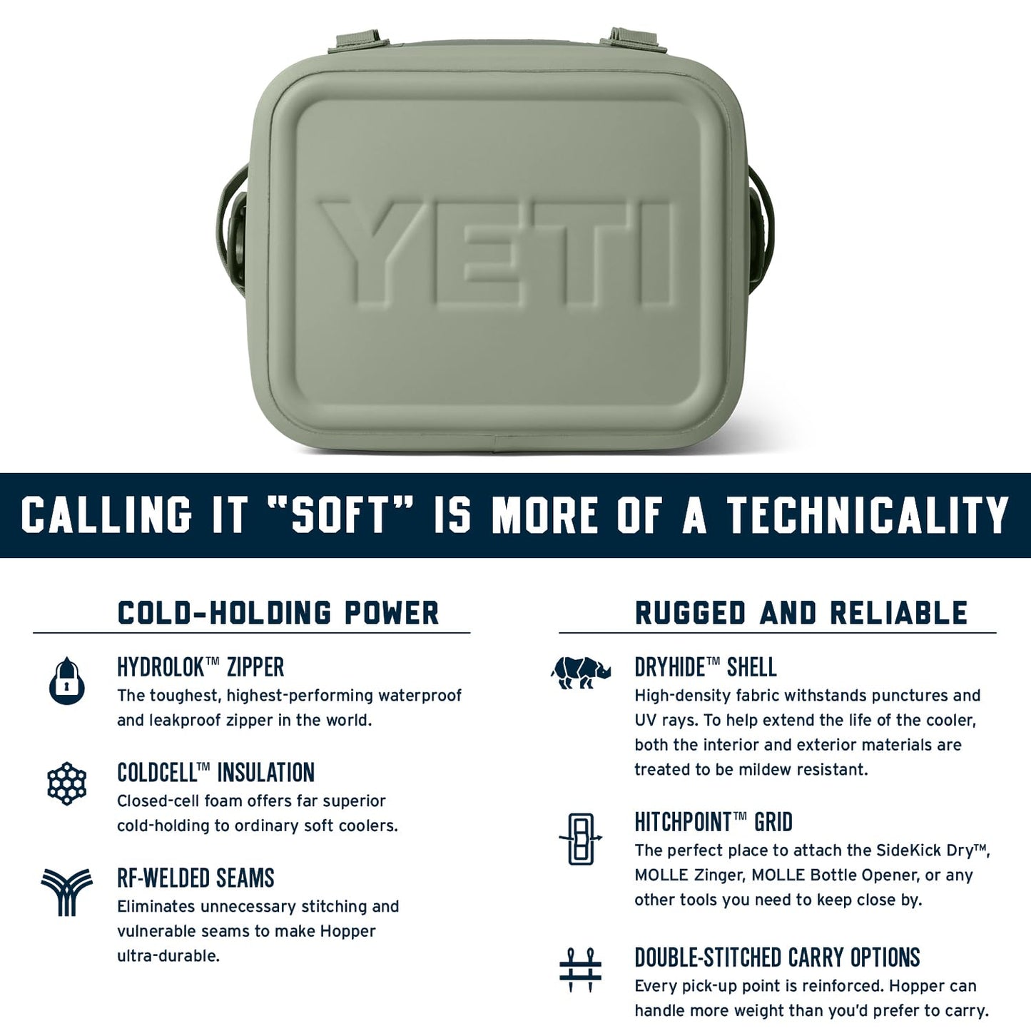 YETI Hopper Flip 12 Portable Cooler, Camp Green