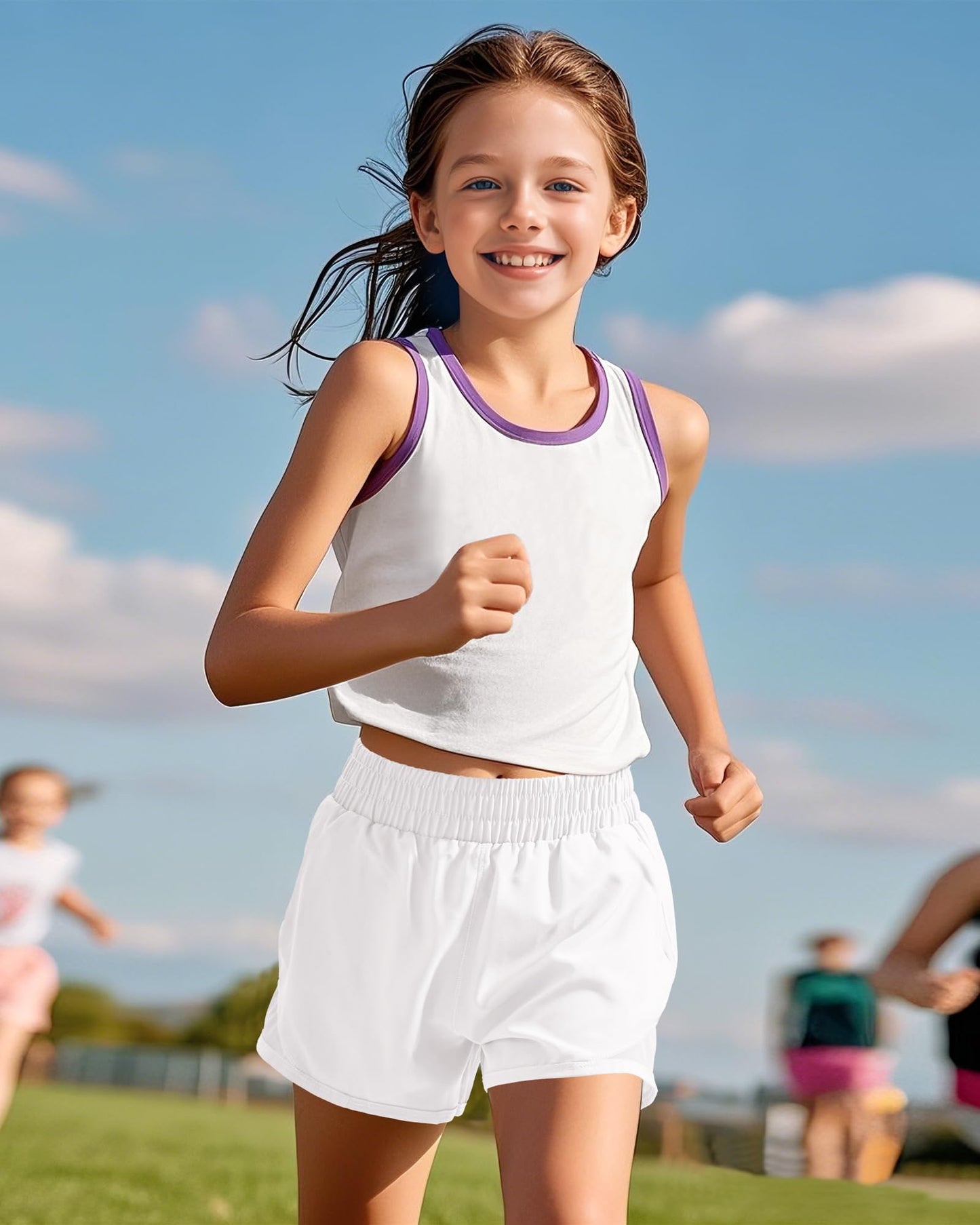 Auranso Girls Athletic Shorts Quick Dry Running Shorts with Mesh Liner and Zip Pockets Black 11-12 Years