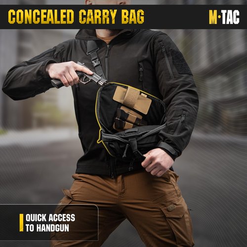 M-Tac Tactical Large Crossbody Bag for Men - Concealed Carry Sling Bag - Black CCW Chest Bag - Elite Sphaera Shoulder Bag (Loop Panel)