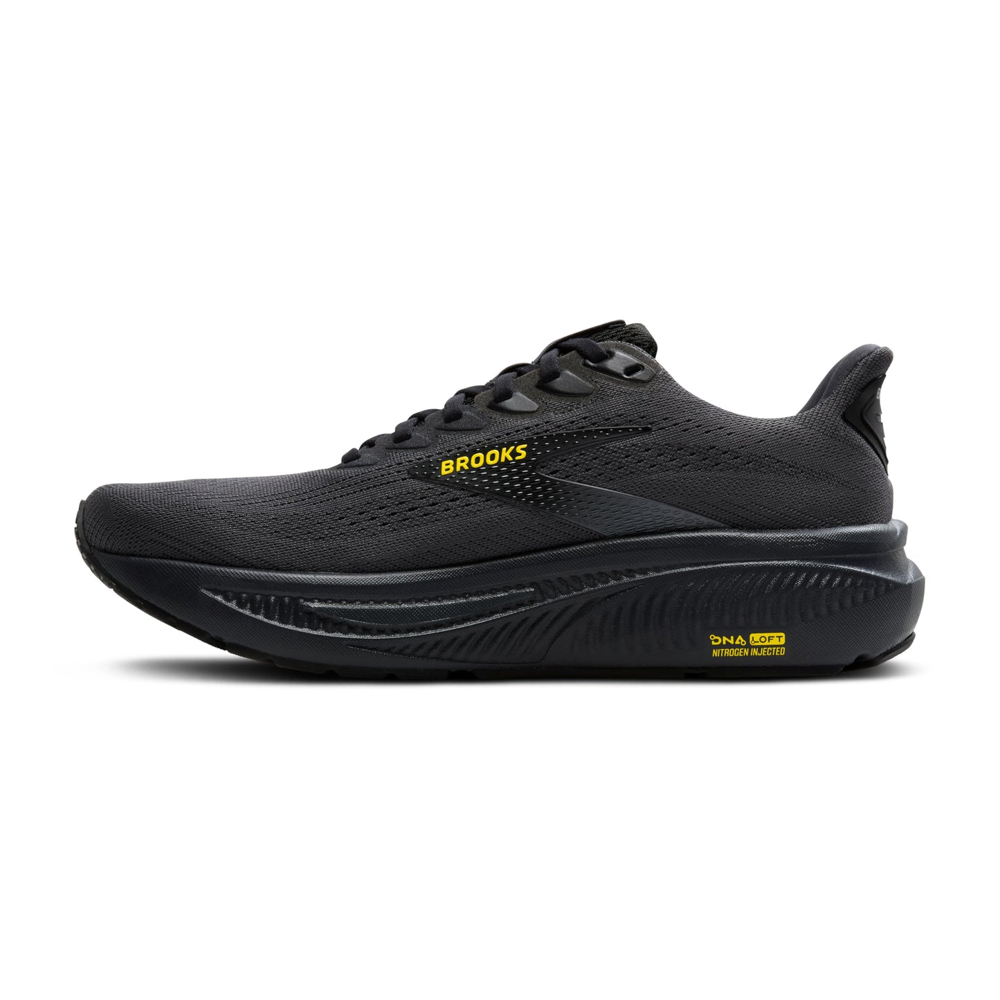 Brooks Men’s Ghost 17 Neutral Running Shoe - Ebony/Black/Yellow - 12.5 Medium