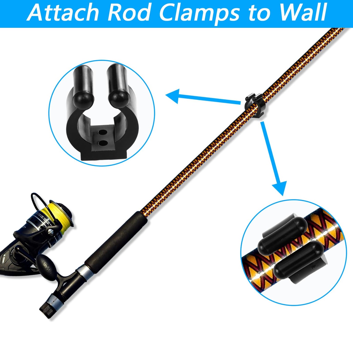 40 PCS Fishing Rod Clips, Wall Mounted Fishing Rod Holders, Billiards Snooker Cue Locating Clip Holder, for Fishing-Rods Billiards Cues Storage Rack