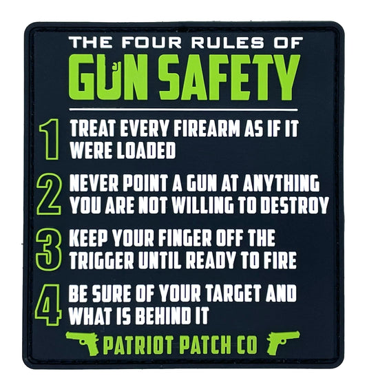 Patriot Patch Co - 4 Rules of Gun Safety - Patch - Safety Green