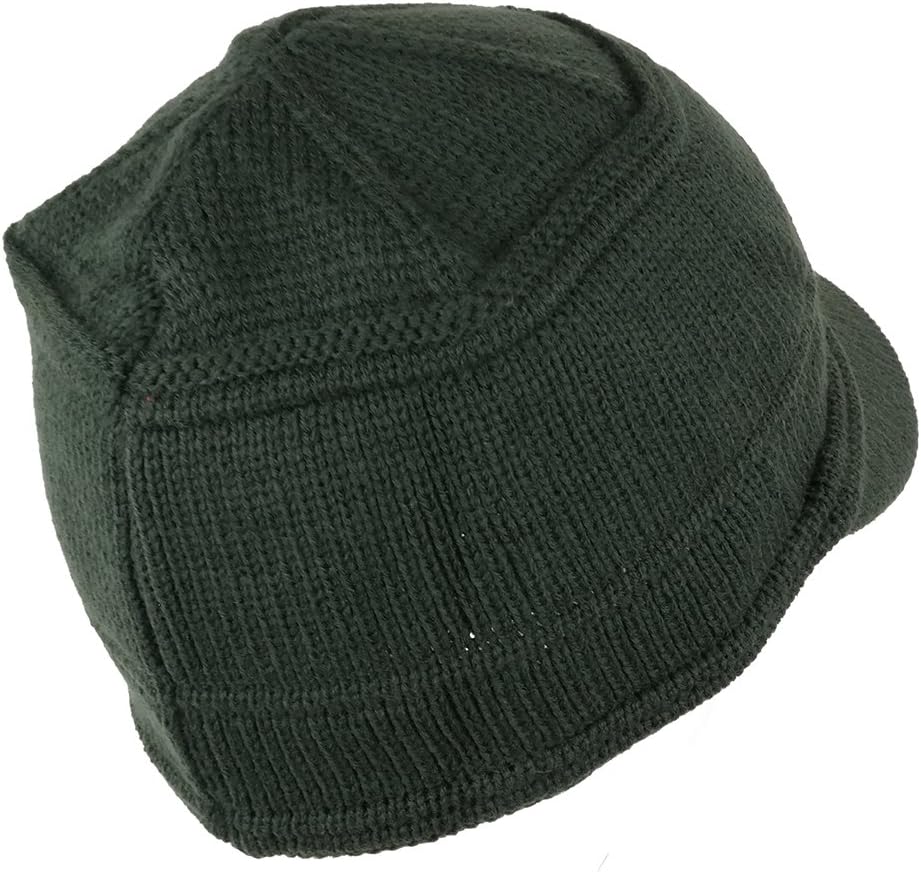 Army Style Acrylic Cadet Winter Beanie Hat with Visor